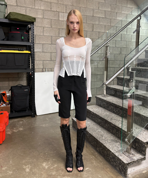 ALIX CORSET HOODIE TOP (WHITE)