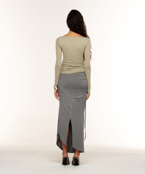 VALENTINA DRAPED SKIRT (GREY)
