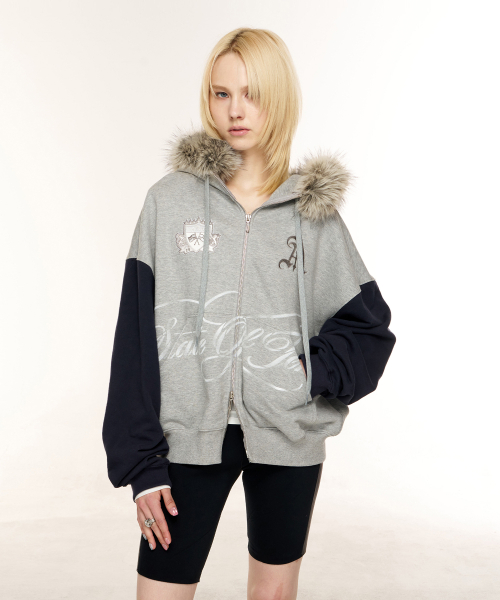 VARSITY ZIP HOODIE (GREY)
