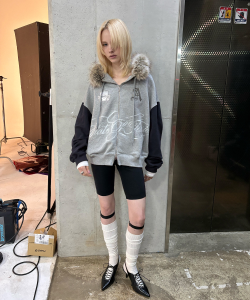 VARSITY ZIP HOODIE (GREY)