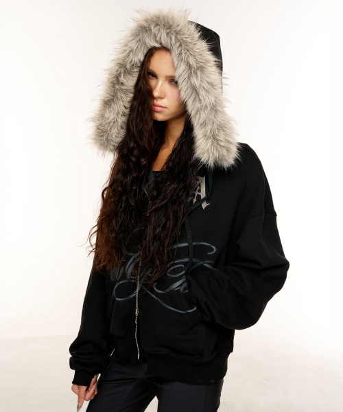 VARSITY ZIP HOODIE (BLACK)