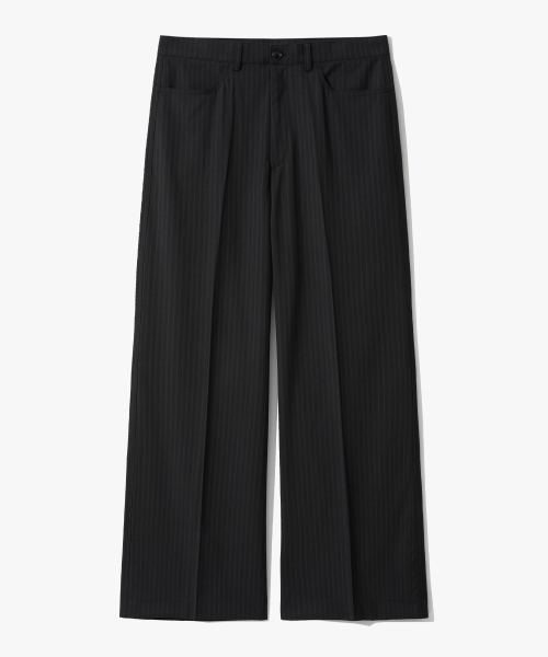 Stripe Flare Slacks Black