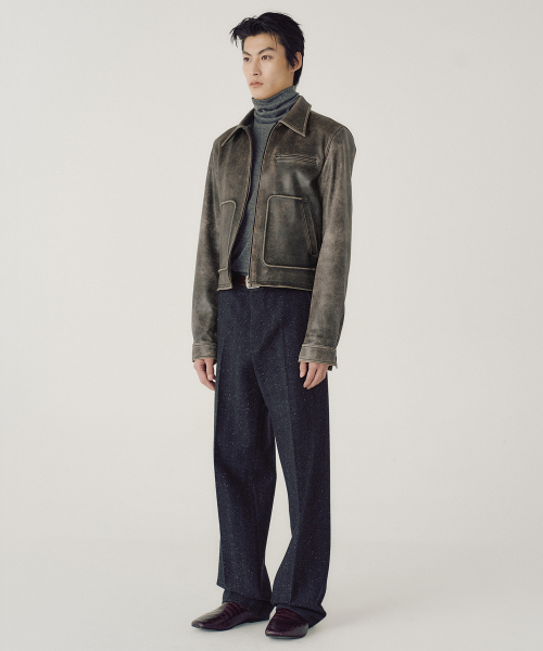 AGED LEATHER JACKET (DEEP BROWN)