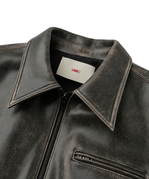 AGED LEATHER JACKET (DEEP BROWN)