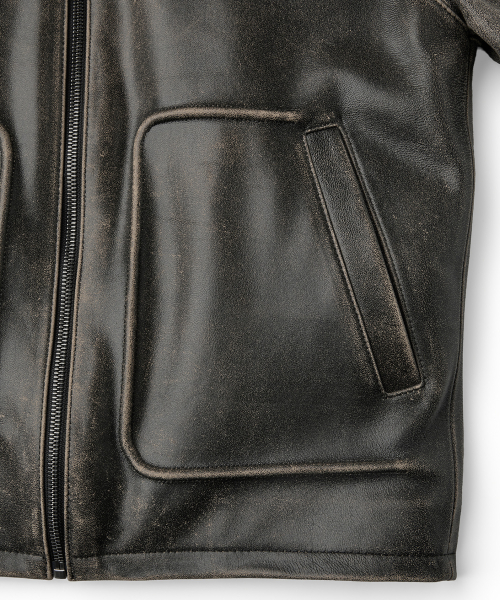 AGED LEATHER JACKET (DEEP BROWN)