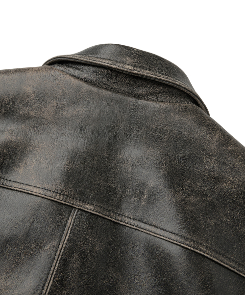 AGED LEATHER JACKET (DEEP BROWN)