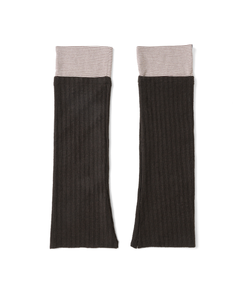 TCM stripe layered leg warmer (brown)
