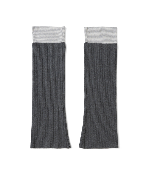 TCM stripe layered leg warmer (charcoal)