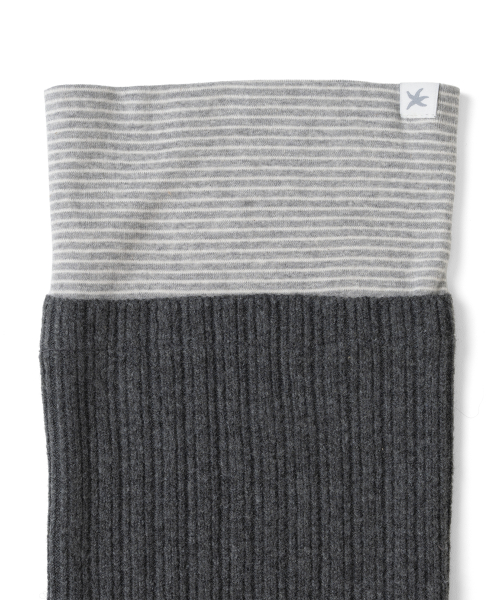 TCM stripe layered leg warmer (charcoal)