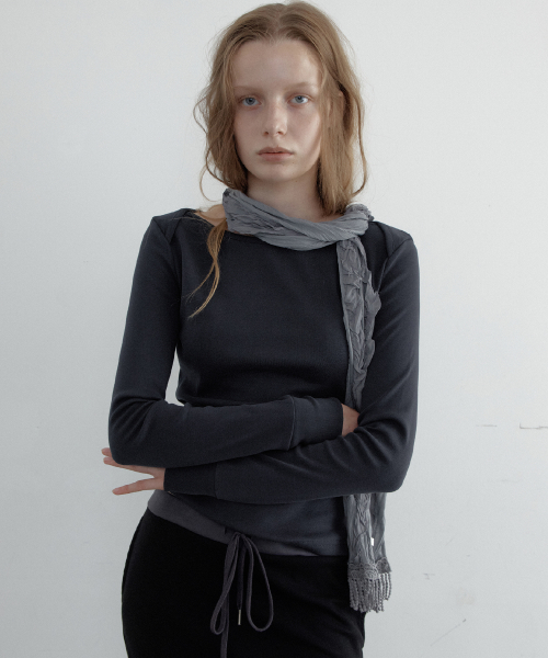 Corner Boat-Neck Long Sleeve T-Shirt (3 Color)