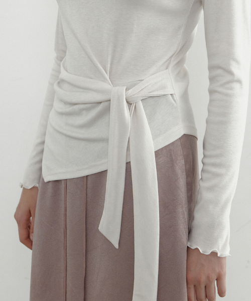 Zen Mood Tie Boat-Neck T-Shirt (Cream)