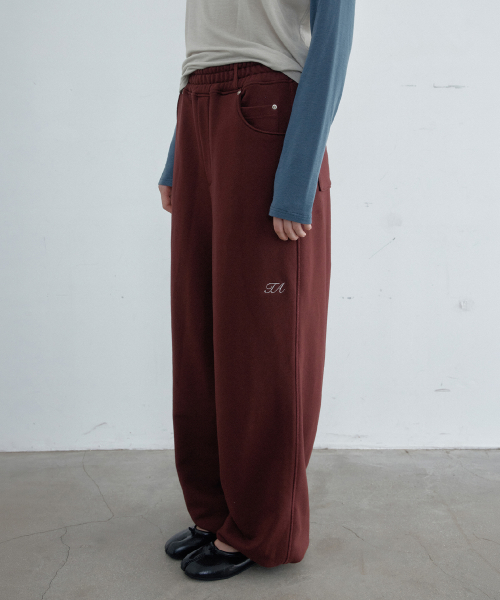 Mellow Cotton Waist Pants (Burgundy)