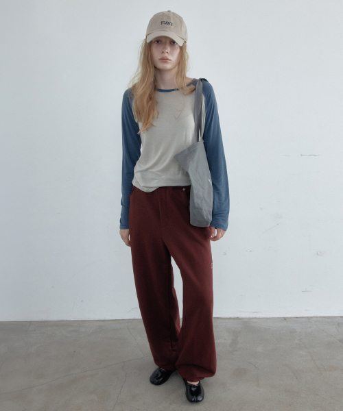 Mellow Cotton Waist Pants (Burgundy)