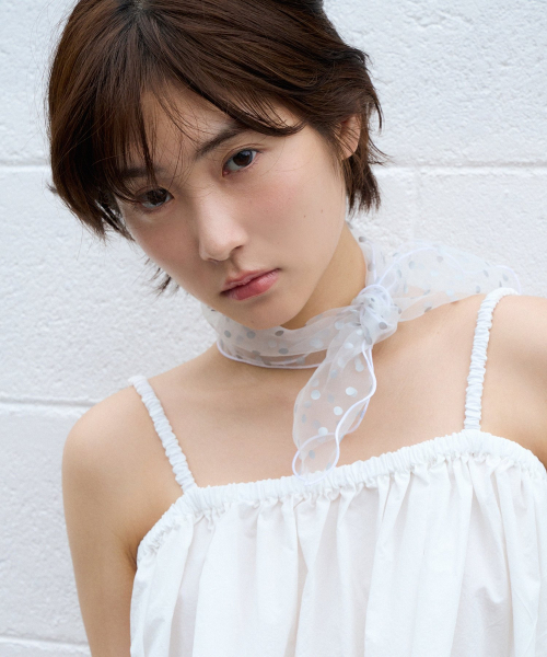 silver dot organza scarf - white