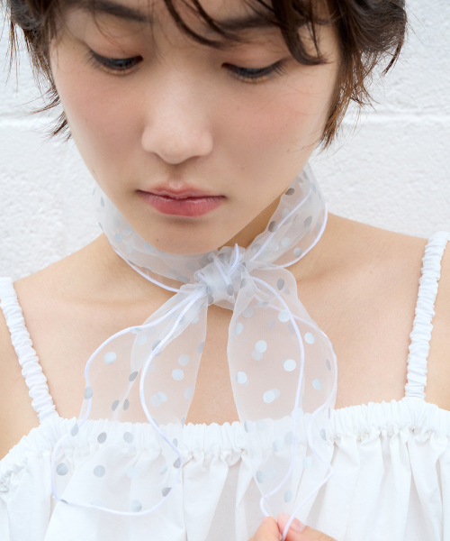 silver dot organza scarf - white