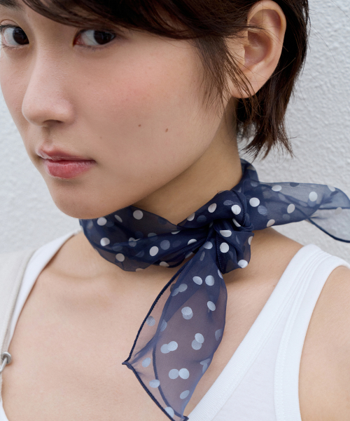 silver dot organza scarf - navy