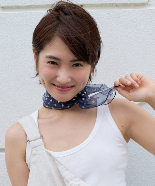 silver dot organza scarf - navy