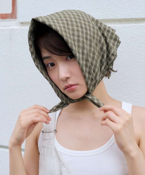 cotton check bandana scarf - green