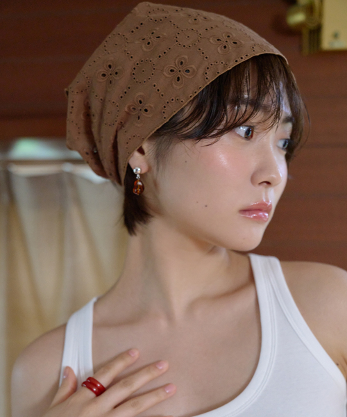 brown lace bandana scarf
