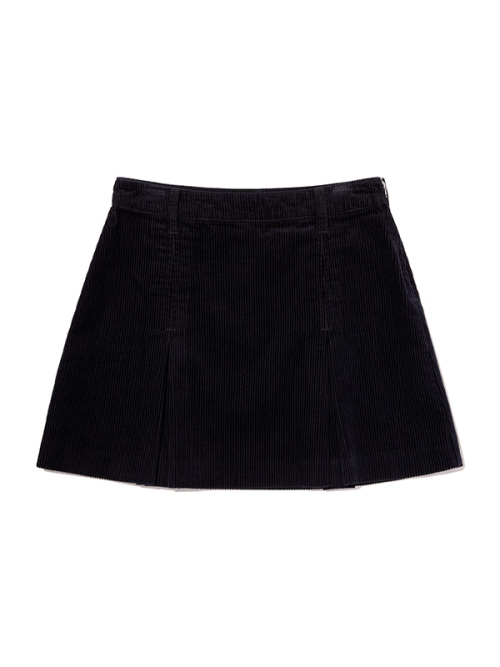 PLEATS CORDUROY MINI SKIRT(DARK NAVY)