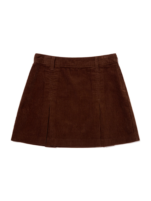 PLEATS CORDUROY MINI SKIRT(BROWN)