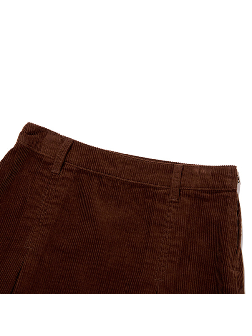 PLEATS CORDUROY MINI SKIRT(BROWN)