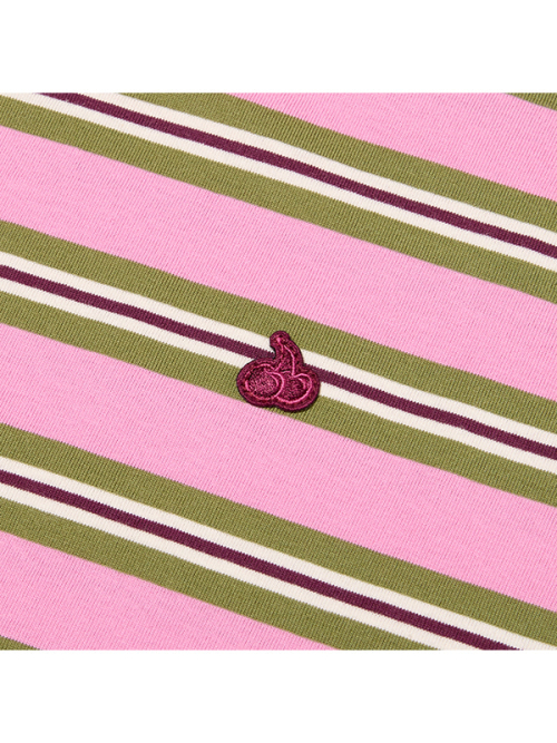 SMALL CHERRY STRIPE T-SHIRT(PINK)