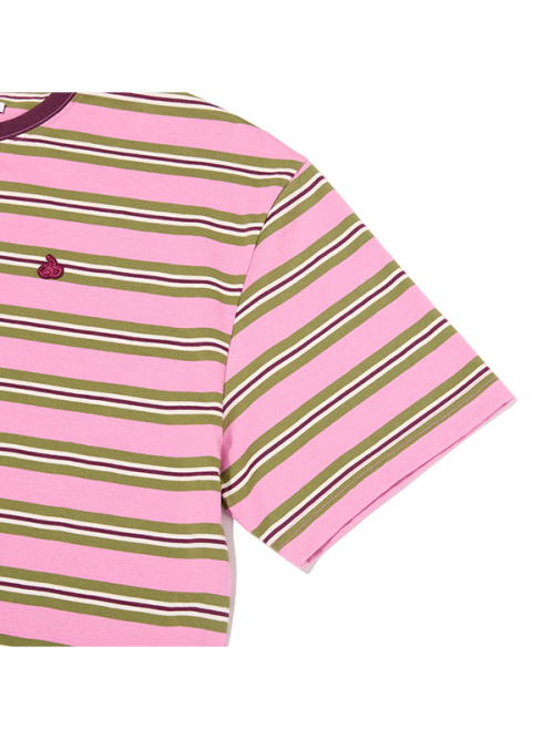 SMALL CHERRY STRIPE T-SHIRT(PINK)