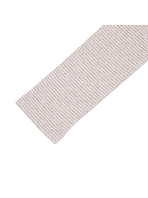 SMALL CHERRY HENLEY NECK STRIPE LONG SLEEVE(MELANGE GRAY)