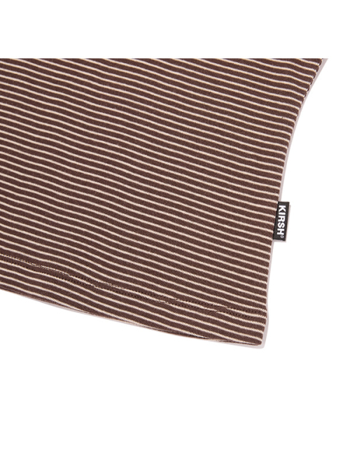 SMALL CHERRY HENLEY NECK STRIPE LONG SLEEVE(BROWN)