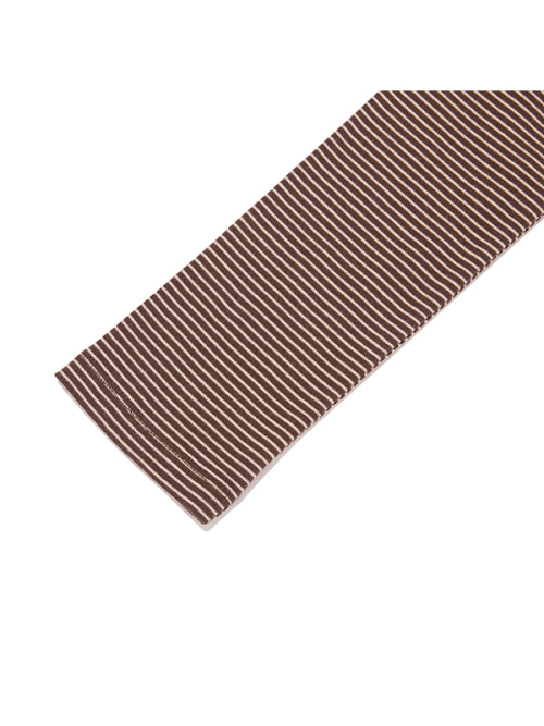 SMALL CHERRY HENLEY NECK STRIPE LONG SLEEVE(BROWN)