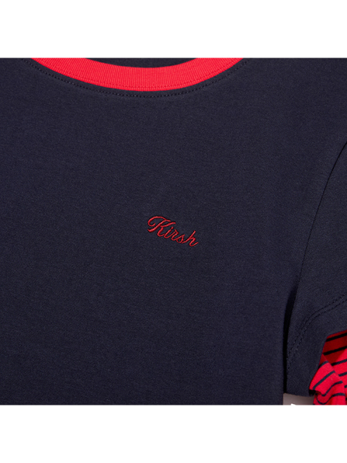 STRIPE LAYERED LONG SLEEVE(DARK NAVY)