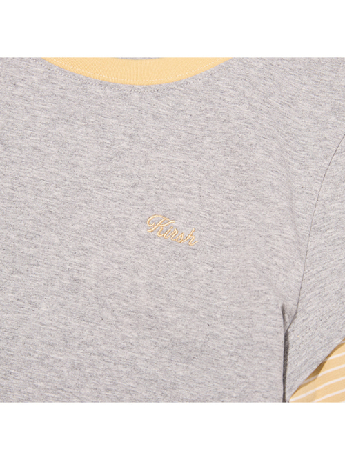 STRIPE LAYERED LONG SLEEVE(MELANGE GRAY)