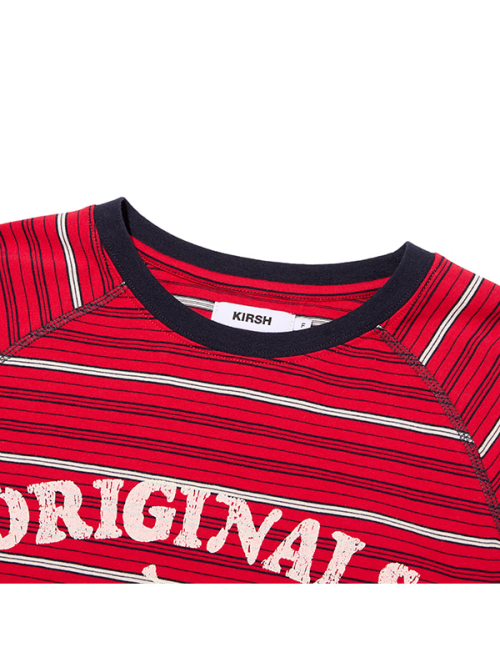 CHERRY GRAPHIC LOOSE-FIT STRIPE LONG SLEEVE(RED)