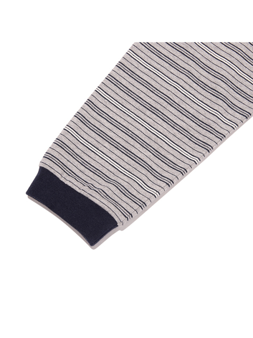 CHERRY GRAPHIC LOOSE-FIT STRIPE LONG SLEEVE(MELANGE GRAY)
