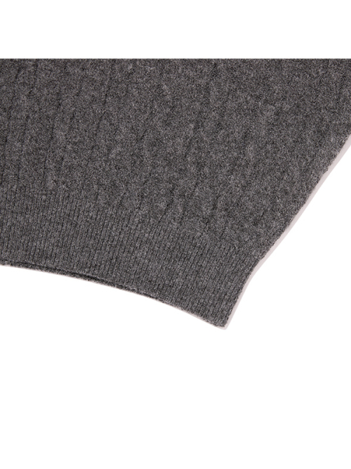 LABEL POINT V-NECK CABLE KNIT PULLOVER(MELANGE GRAY)