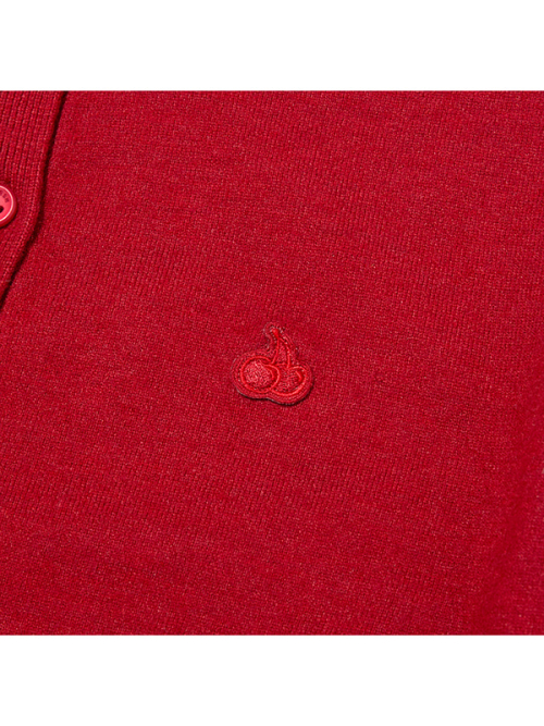 SMALL CHERRY COLOR-BLOCK CARDIGAN(RED)