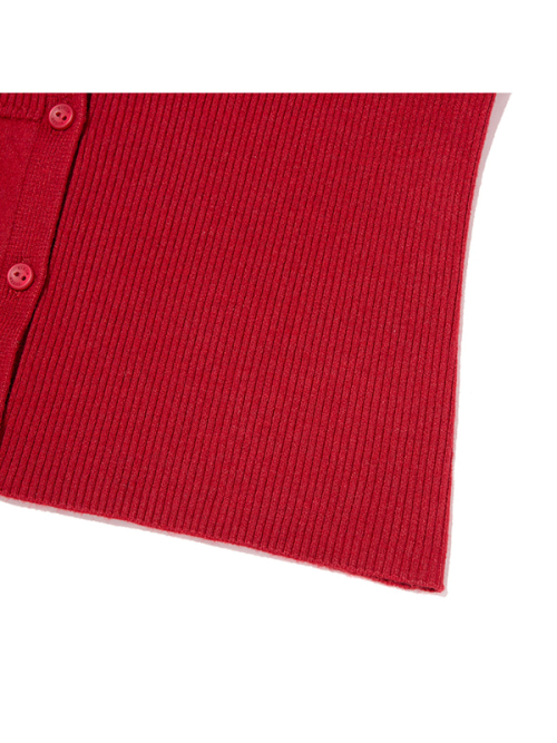 SMALL CHERRY COLOR-BLOCK CARDIGAN(RED)
