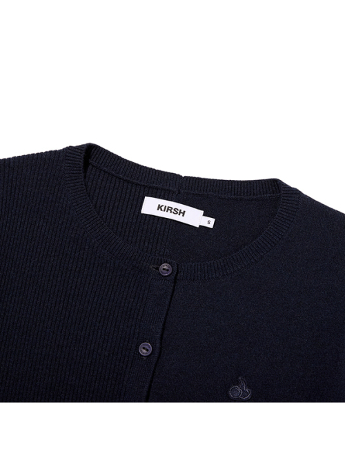 SMALL CHERRY COLOR-BLOCK CARDIGAN(DARK NAVY)