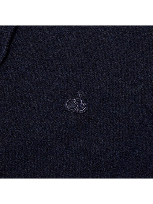 SMALL CHERRY COLOR-BLOCK CARDIGAN(DARK NAVY)