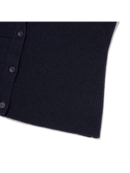 SMALL CHERRY COLOR-BLOCK CARDIGAN(DARK NAVY)