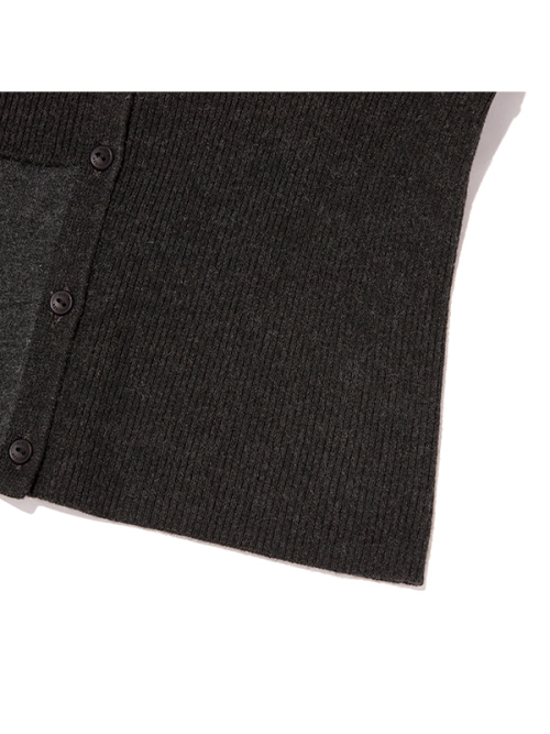 SMALL CHERRY COLOR-BLOCK CARDIGAN(CHARCOAL)