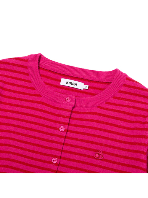 STRIPE CHERRY CARDIGAN(PINK)