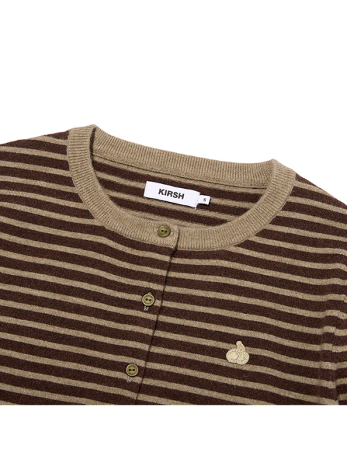 STRIPE CHERRY CARDIGAN(OLIVE)