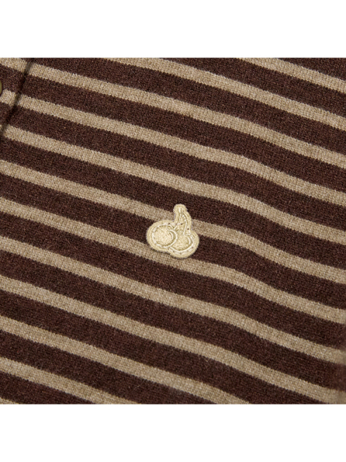 STRIPE CHERRY CARDIGAN(OLIVE)