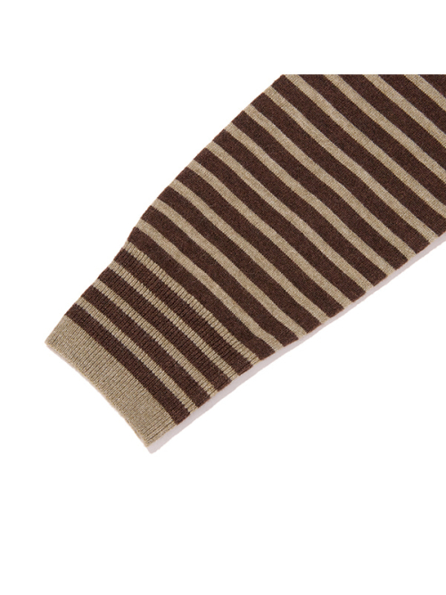 STRIPE CHERRY CARDIGAN(OLIVE)