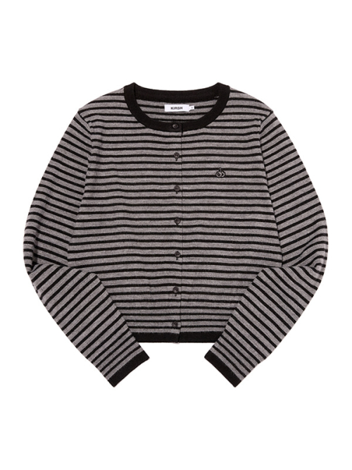 STRIPE CHERRY CARDIGAN(BLACK)