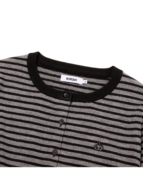 STRIPE CHERRY CARDIGAN(BLACK)
