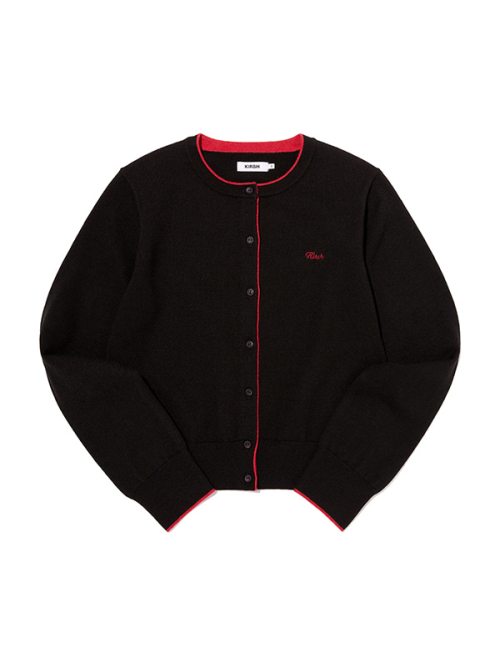 TWO-TONE STANDARD-FIT CARDIGAN(BLACK)