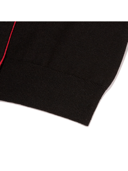 TWO-TONE STANDARD-FIT CARDIGAN(BLACK)